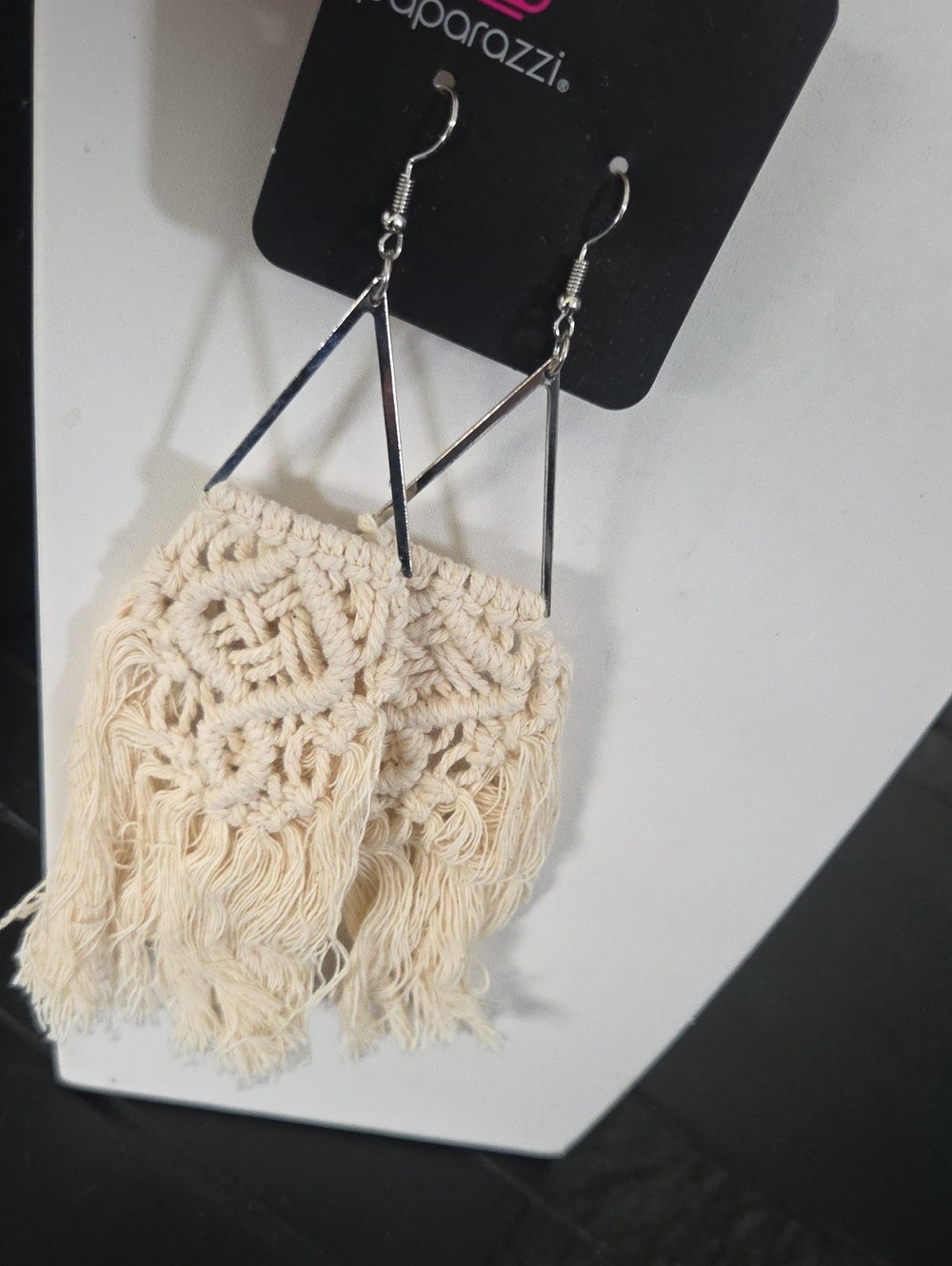 Paparazzi Day Macrame White Earrings NWT